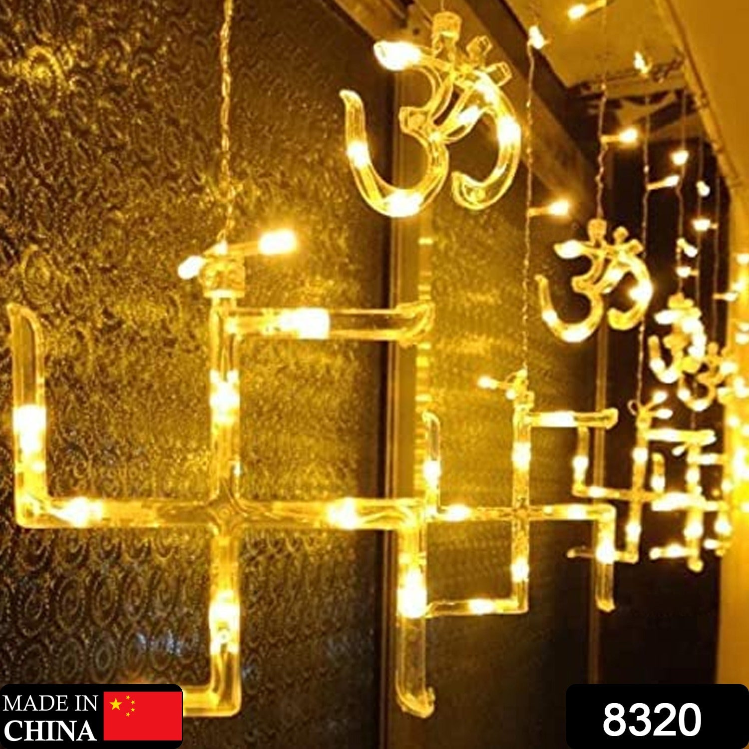 8320 Swastik om Curtain Decorative Lights, String Lights with 12 Hanging Props138 LED, Diwali Decoration Items for Home Decor, Night Light, Room Lights for Bedroom, Balcony Decor. 8320 Swastik om Curtain Decorative Lights, String Lights with 12 Hanging Props138 LED, Diwali Decoration Items for Home Decor, Night Light, Room Lights for Bedroom, Balcony Decor.